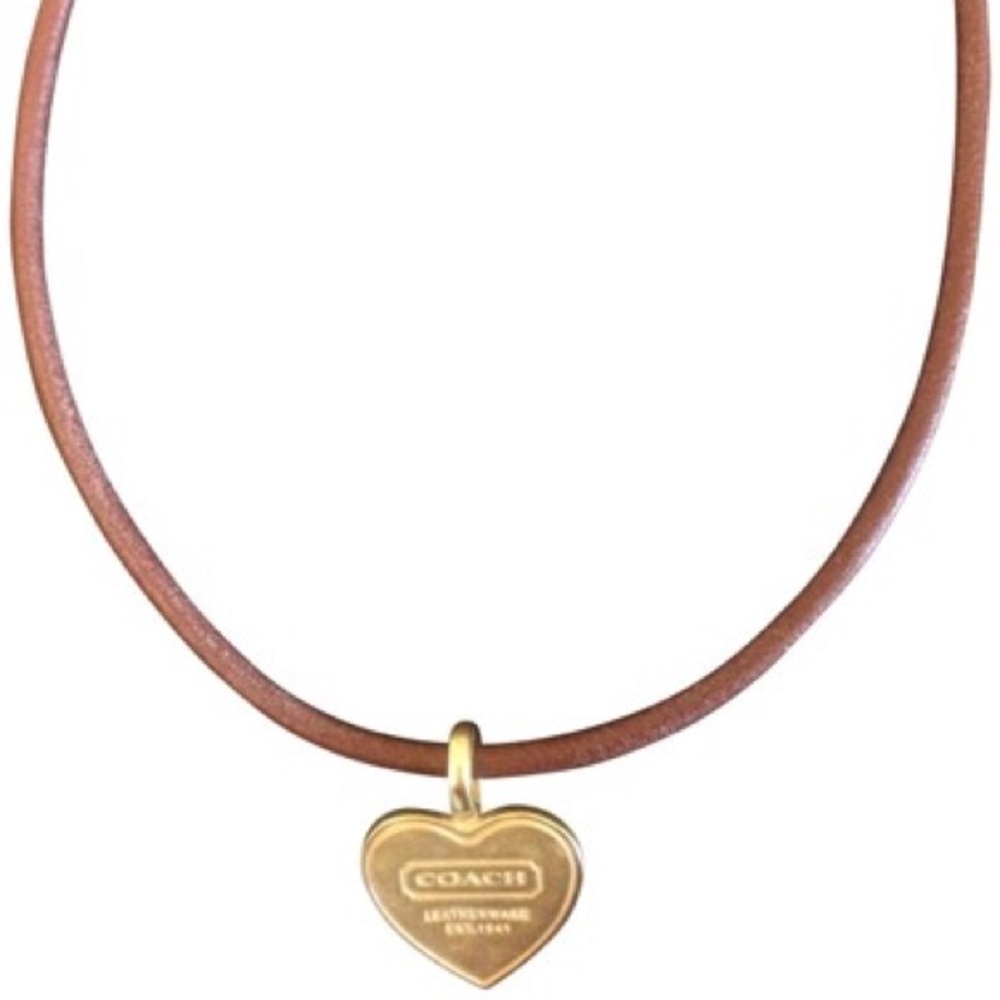 New! Vintage Coach Brown Leather Choker Necklace